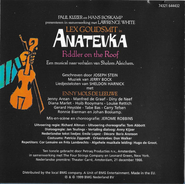 Lex Goudsmit : Anatevka (Fiddler On The Roof) (CD, Album)
