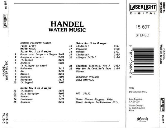Georg Friedrich Händel, Budapest Strings : Water Music (Suites 1 - 3) (CD, Album)