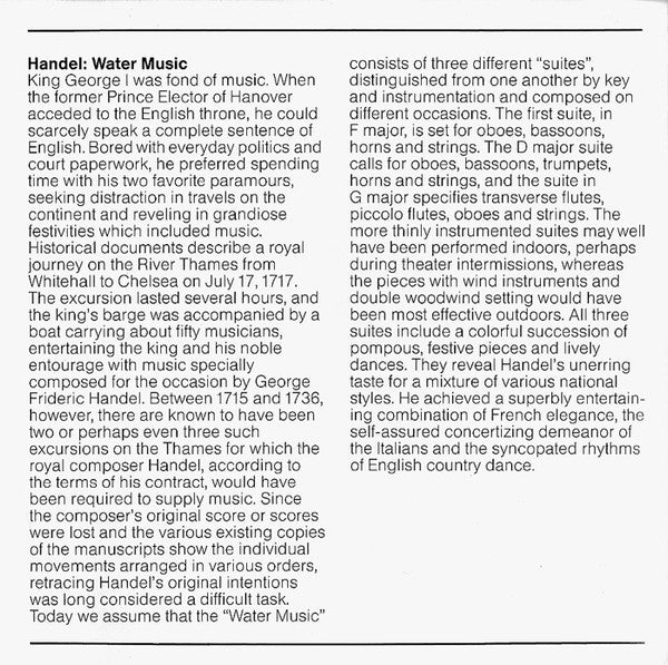 Georg Friedrich Händel, Budapest Strings : Water Music (Suites 1 - 3) (CD, Album)