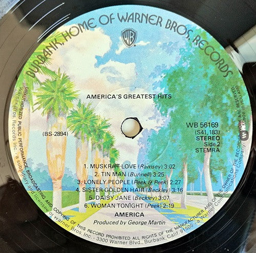 America (2) : History - America's Greatest Hits (LP, Comp)