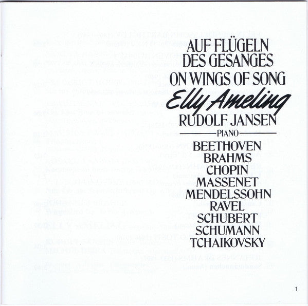 Elly Ameling, Rudolf Jansen : Auf Flügeln Des Gesanges (CD)