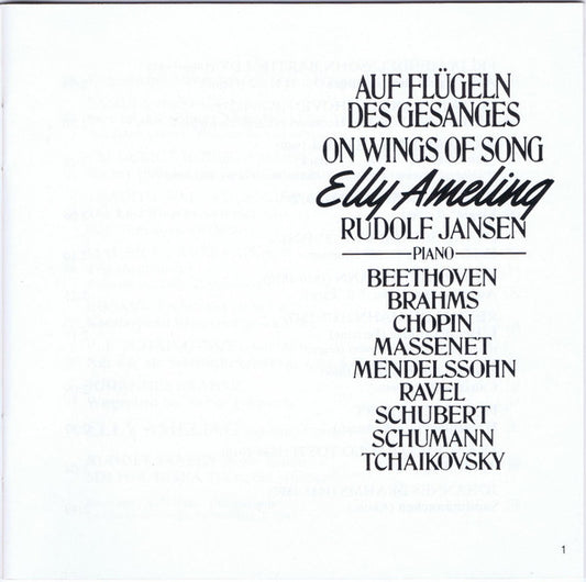 Elly Ameling, Rudolf Jansen : Auf Flügeln Des Gesanges (CD)