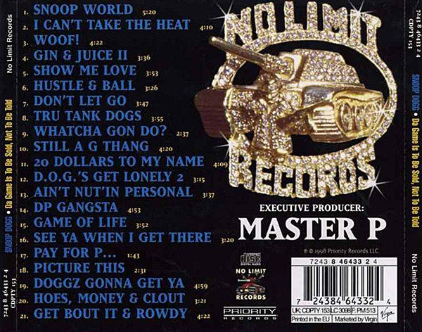 Snoop Dogg : Da Game Is To Be Sold, Not To Be Told (CD, Album, RP, Med)