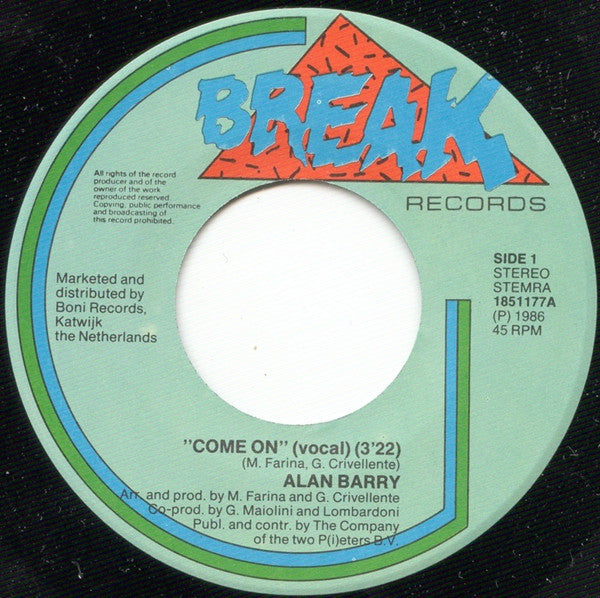 Alan Barry : Come On (7", Single)