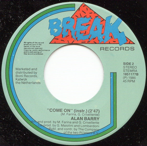 Alan Barry : Come On (7", Single)