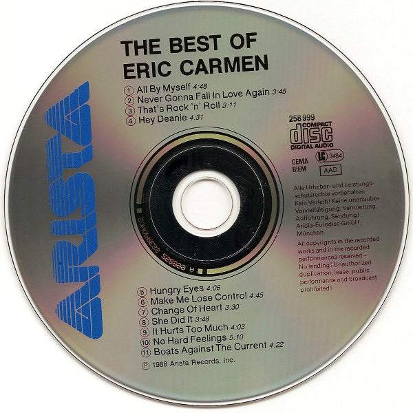 Eric Carmen : The Best Of Eric Carmen (CD, Comp, RE)