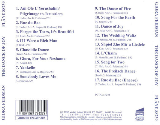 Giora Feidman : The Dance Of Joy (CD, Album, RP)