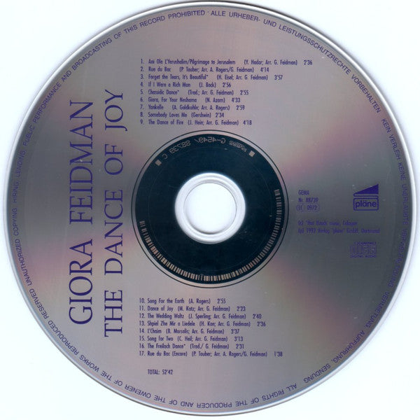 Giora Feidman : The Dance Of Joy (CD, Album, RP)