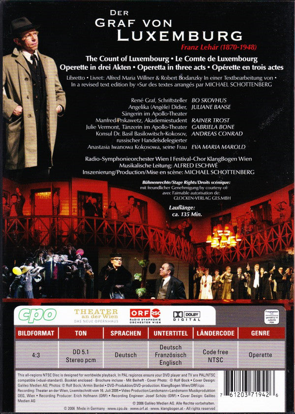 Franz Lehár : Der Graf von Luxemburg (DVD-V, NTSC)