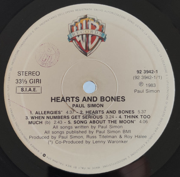 Paul Simon : Hearts And Bones (LP, Album)