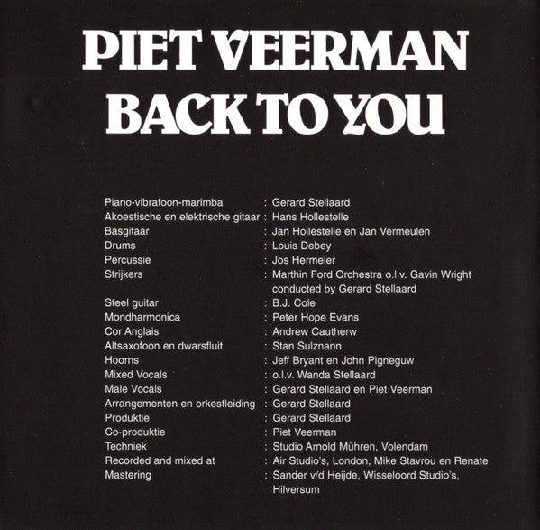 Piet Veerman : Back To You (CD, Album, RE)