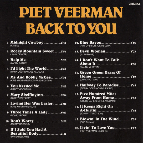Piet Veerman : Back To You (CD, Album, RE)