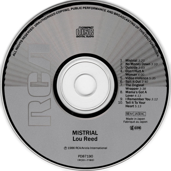 Lou Reed : Mistrial (CD, Album)