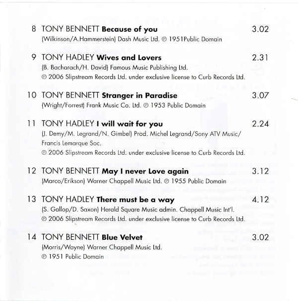 Tony Hadley & Tony Bennett : The Kings Of Swing (CD, Comp)