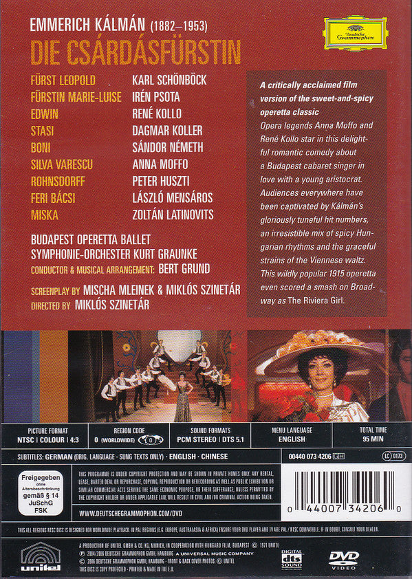 Emmerich Kálmán : Die Csárdásfürstin [operetta film, 1971] (DVD-V, NTSC)