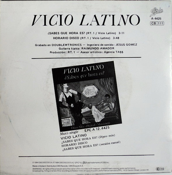Vicio Latino : ¿Sabes Que Hora Es? (7")