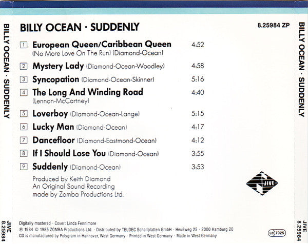 Billy Ocean : Suddenly (CD, Album)