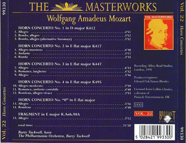 Wolfgang Amadeus Mozart, Philharmonia Orchestra : Horn Concertos (CD)