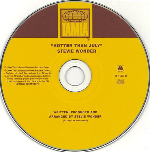 Stevie Wonder : Hotter Than July (CD, Album, RE, RM)