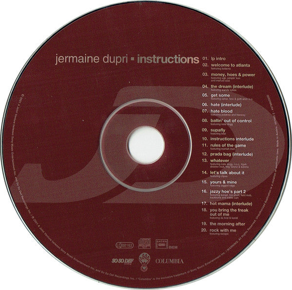 Jermaine Dupri : Instructions (CD, Album)