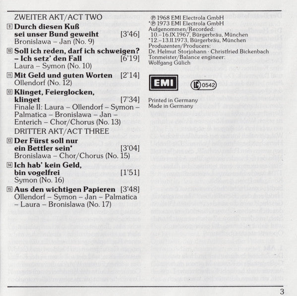 Carl Millöcker, Rita Streich, Nicolai Gedda, Renate Holm, Gisela Litz, Gerhard Unger, Hermann Prey, Symphonie-Orchester Graunke, Franz Allers : Der Bettelstudent. Highlights (CD, Comp)