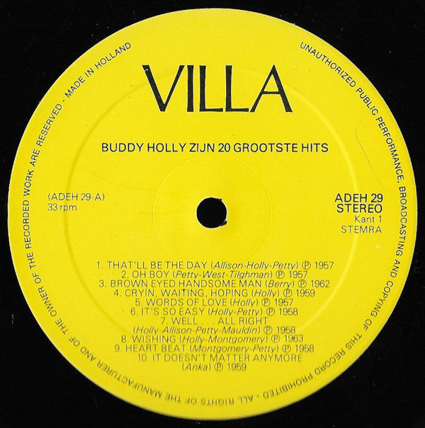 Buddy Holly : Zijn 20 Grootste Hits (LP, Comp)