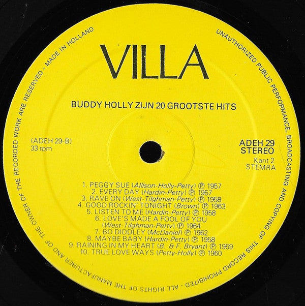 Buddy Holly : Zijn 20 Grootste Hits (LP, Comp)