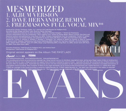 Faith Evans : Mesmerized (CD, Single, Copy Prot.)