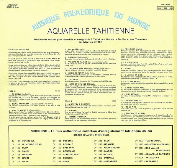 Maurice Bitter : Aquarelle Tahitienne (LP)