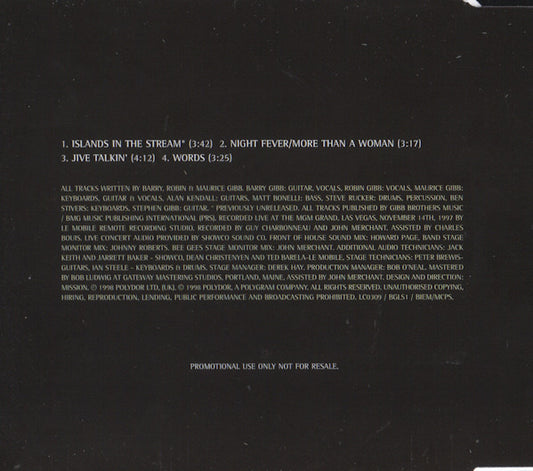 Bee Gees : One Night Only (4 Tracks Radio Promo) (CD, Single, Promo)