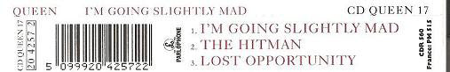 Queen : I'm Going Slightly Mad (CD, Single)