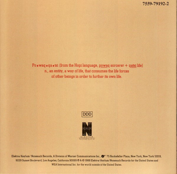 Philip Glass : Powaqqatsi (CD, Album)