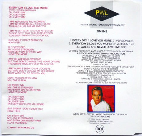 Jason Donovan : Every Day (I Love You More) (CD, Single)