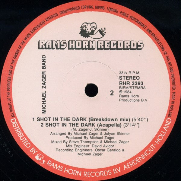 The Michael Zager Band : Shot In The Dark (12")