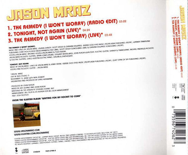 Jason Mraz : The Remedy (I Won't Worry) (CD, Maxi)