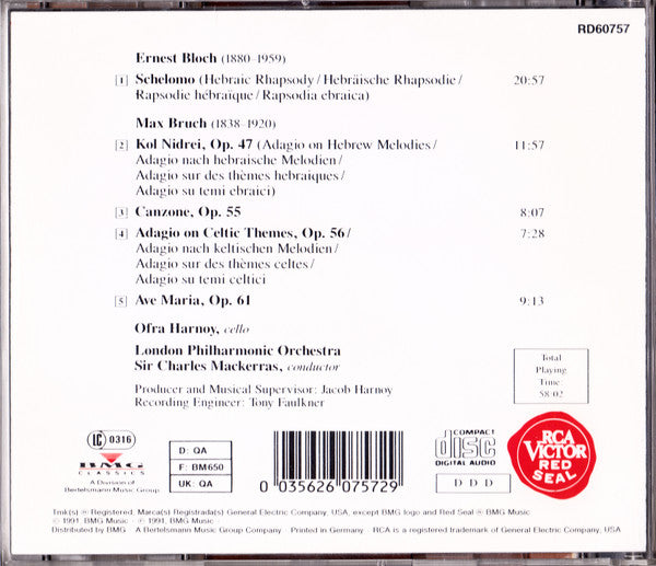 Ofra Harnoy, Ernest Bloch / Max Bruch, London Philharmonic Orchestra, Sir Charles Mackerras : Schelomo / Kol Nidrei (CD, Album)