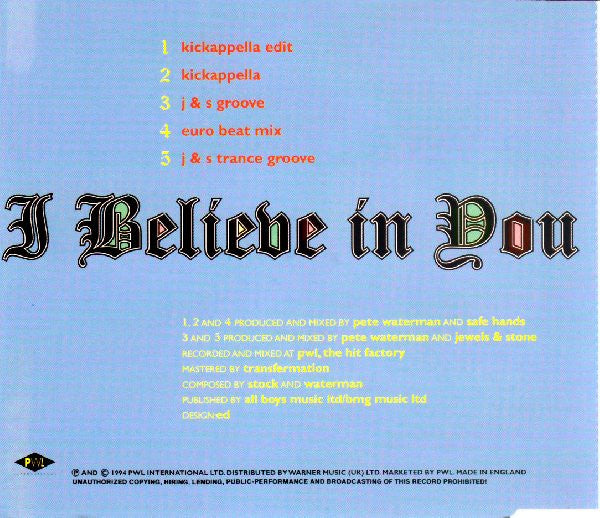 Kuttin' Edge Featuring Dale Joyner : I Believe In You (CD, Single)