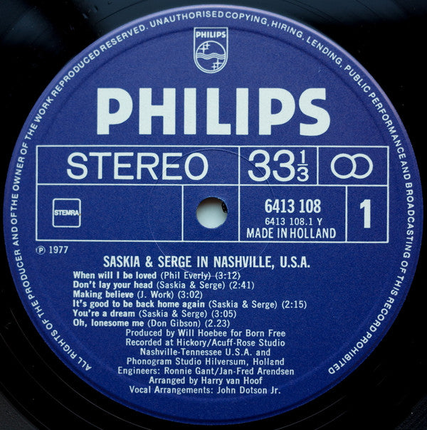 Saskia & Serge : Saskia & Serge In Nashville, U.S.A. (LP, Album)