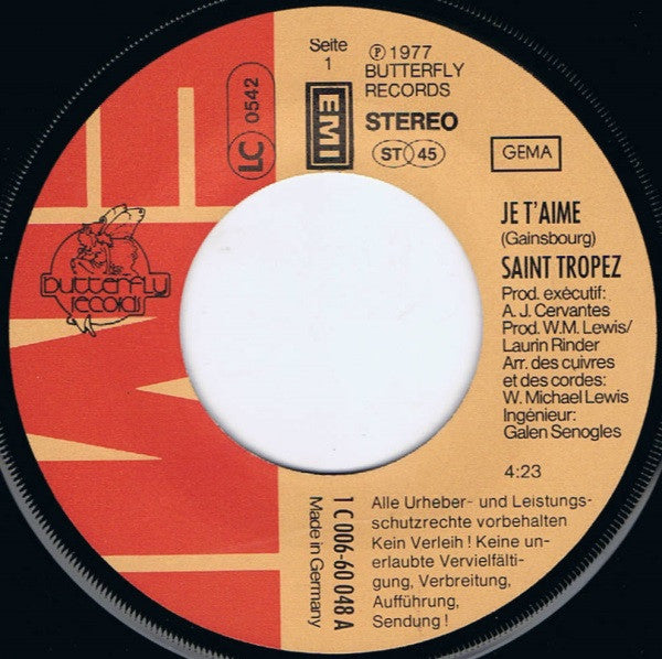 Saint Tropez : Je T'aime (7", Single)