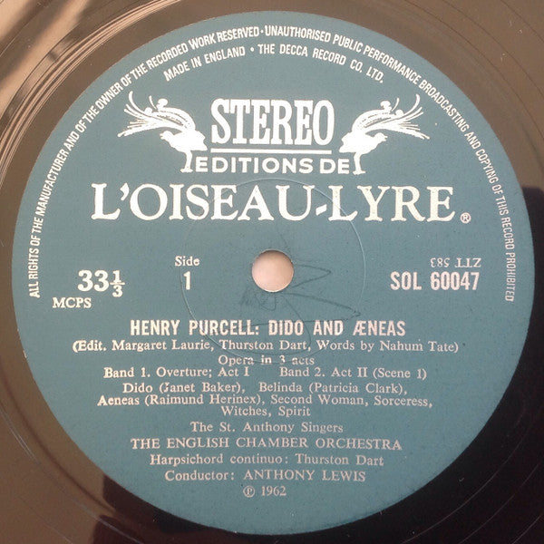 Henry Purcell : Dido And Aeneas (LP)