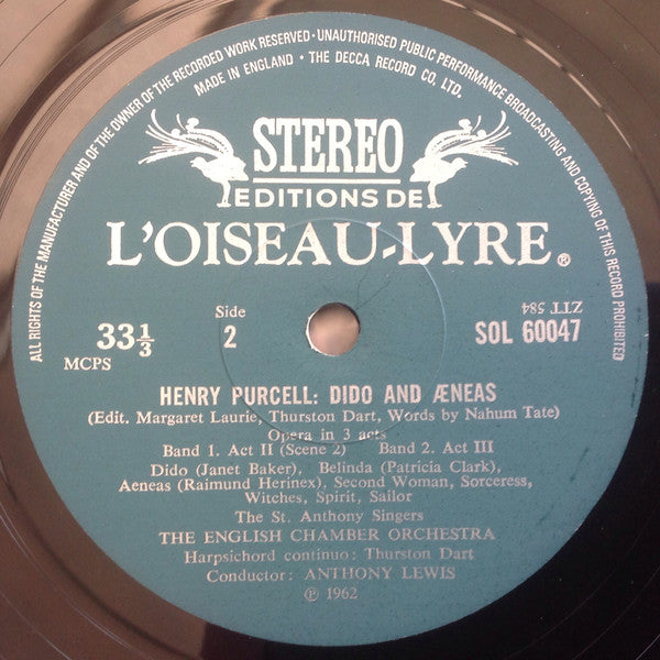 Henry Purcell : Dido And Aeneas (LP)