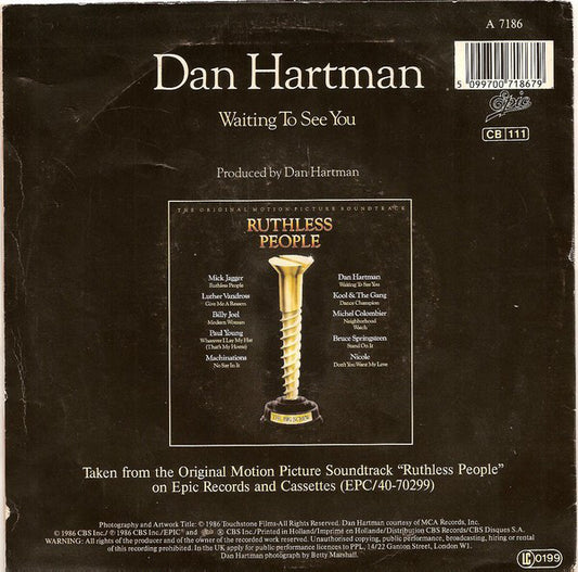 Dan Hartman : Waiting To See You (7", Single)