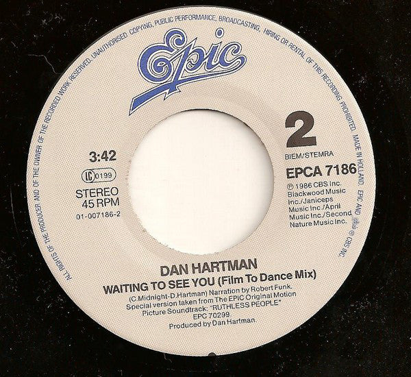 Dan Hartman : Waiting To See You (7", Single)