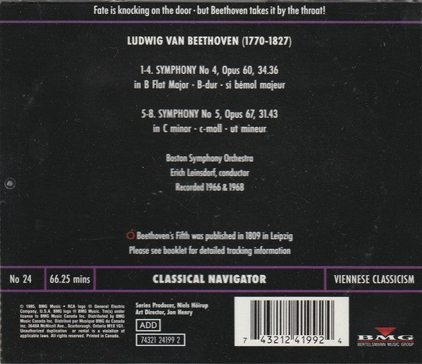 Ludwig van Beethoven – Erich Leinsdorf / Boston Symphony Orchestra : Symphony No. 4 & No. 5 (CD, Comp, RE, RM)