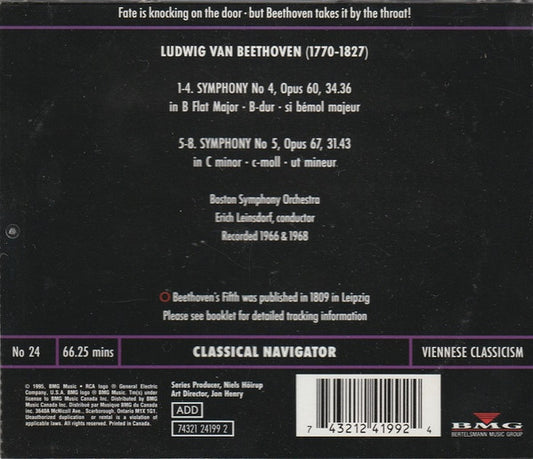 Ludwig van Beethoven – Erich Leinsdorf / Boston Symphony Orchestra : Symphony No. 4 & No. 5 (CD, Comp, RE, RM)