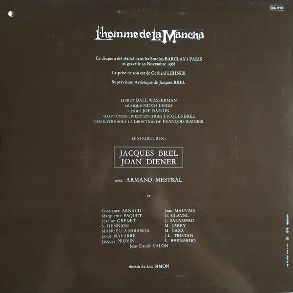 Jacques Brel, Joan Diener : L'homme De La Mancha (LP, Album, RE)