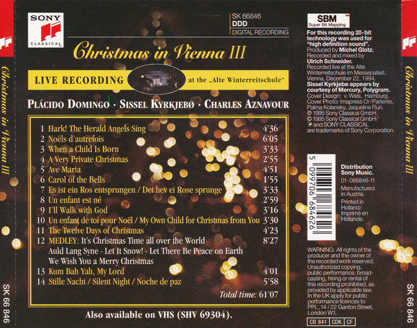 Placido Domingo / Sissel / Charles Aznavour | Wiener Opernkinderchor • Wiener Symphoniker • Vjekoslav Sutej : Christmas In Vienna III (CD, Album)