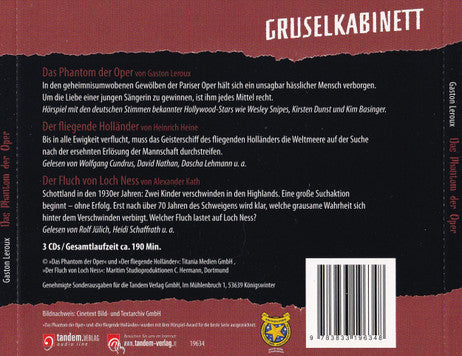 Gaston Leroux, Heinrich Heine, Alexander Kath : Das Phantom Der Oper / Der Fliegende Holländer / Der Fluch Von Loch Ness (3xCD, Comp, RE)
