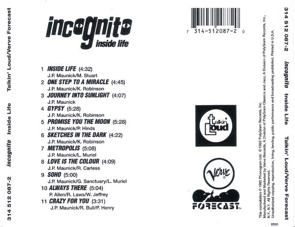 Incognito : Inside Life (CD, Album)