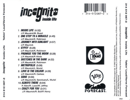 Incognito : Inside Life (CD, Album)